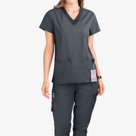 Like new Scrubstar gray and black scrub top - Picture 1 of 4